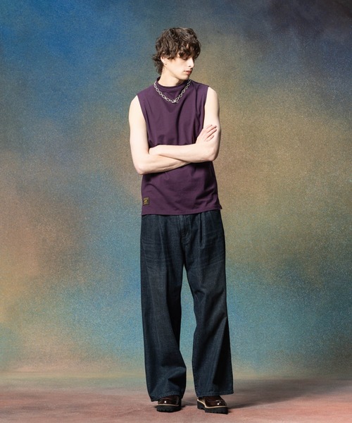 glamb（グラム）の「Mock Neck Tank Top / モックネックタンクトップ（タンクトップ・メンズ・パープル/グリーン/ブラック/ホワイト・S/M/L）」の10枚目の写真