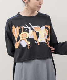 ロープ刺繍ロゴプリントトップス