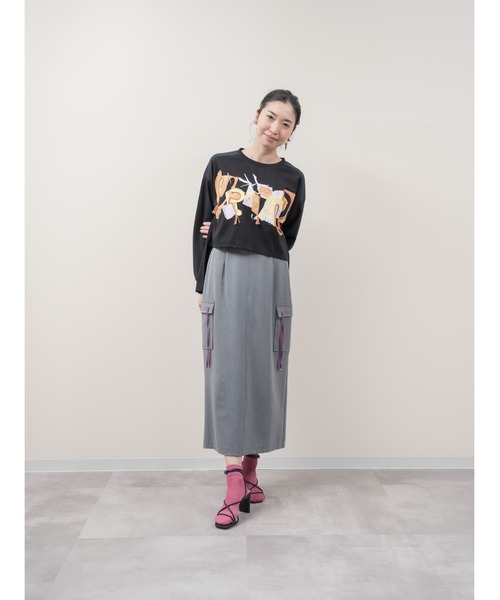 DOLLUPOOPS（ドールアップウップス）の「ロープ刺繍ロゴプリントトップス（Tシャツ/カットソー・レディース・アイボリー/ブラック・38）」の9枚目の写真