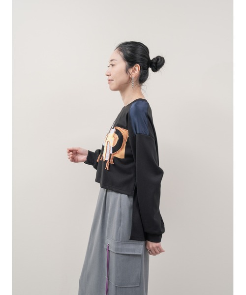 DOLLUPOOPS（ドールアップウップス）の「ロープ刺繍ロゴプリントトップス（Tシャツ/カットソー・レディース・アイボリー/ブラック・38）」の12枚目の写真