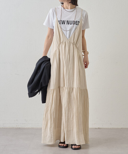 Omekashi（オメカシ）の「ディープネックキャミワンピース（ワンピース・レディース・アイボリー/ブラック/ブラウン・36/38）」の21枚目の写真