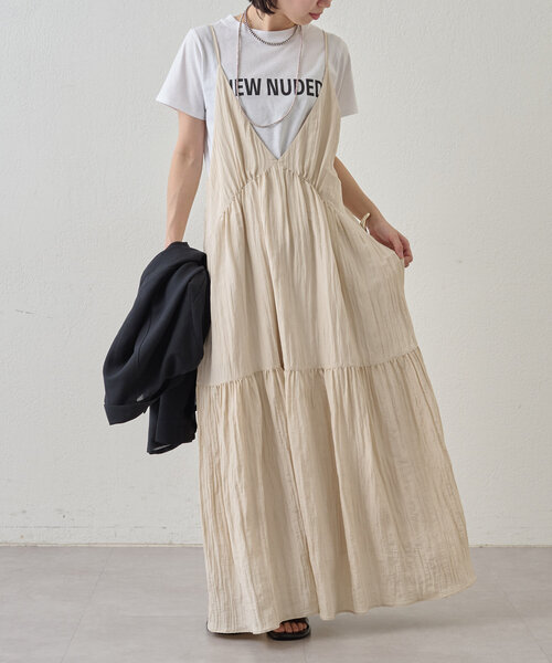 Omekashi（オメカシ）の「ディープネックキャミワンピース（ワンピース・レディース・アイボリー/ブラック/ブラウン・36/38）」の22枚目の写真