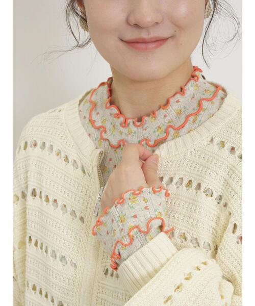 Samansa Mos2（サマンサ モスモス）の「パターンメッシュローズ柄メロウハイネックカットソー（Tシャツ/カットソー・レディース・ブルー/ラベンダー/イエロー/レッド・F）」の4枚目の写真