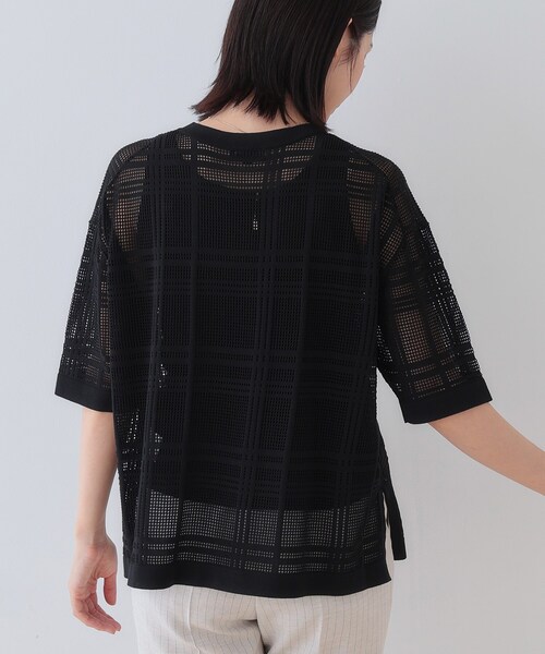 INDIVI（インディヴィ）の「【洗える】メッシュチェック柄ニット（ニット/セーター・レディース・ホワイト/ブラック/グリーン・38/34/05/15 /13/19）」の10枚目の写真