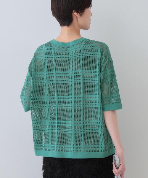 INDIVI（インディヴィ）の「【洗える】メッシュチェック柄ニット（ニット/セーター・レディース・ホワイト/ブラック/グリーン・38/34/05/15 /13/19）」の14枚目の写真