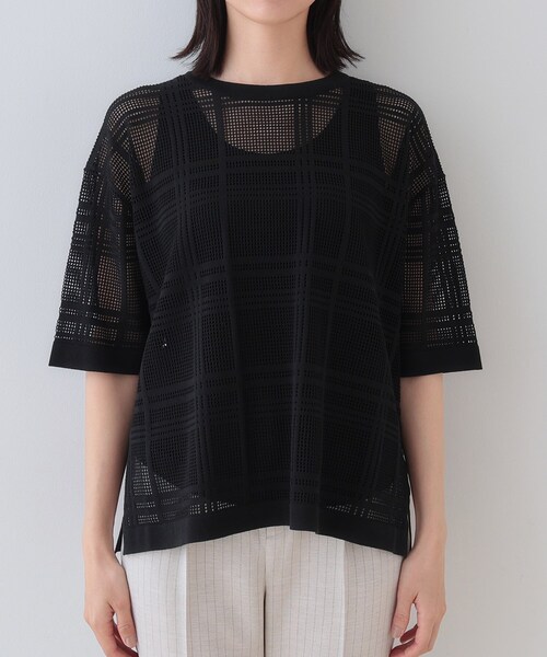 INDIVI レディース セーター M 黒・迷彩 新品 春夏 38