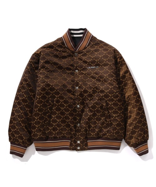 SOLID CAMO JACQUARD NYLON REVERSIBLE BOMBER PADDED JACKET
