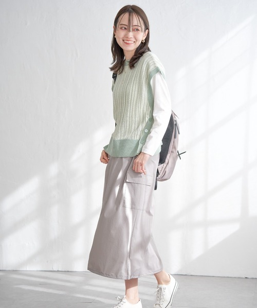 ikka（イッカ）の「【雑誌InRed5月号掲載】リップストップカーゴスカート【親子コーデ】（スカート・レディース・ダークベージュ/ネイビー/オリーブ・L/M/S）」の20枚目の写真