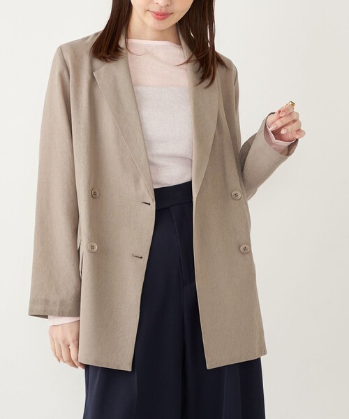 036UA手洗可21SS2万リネンライクノーカラージャケット38ベージュ日本製 036UA手洗可21SS2万リネンライクノーカラージャケット38ベージュ