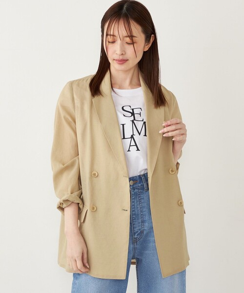 今週末限定SALE★【新品タグ付】シップス　手洗い可ダブル シアージャケット SHIPS Colors:〈手洗い可能〉シアー リネンライク ダブルジャケット