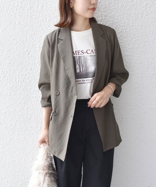 SHIPS Colors:〈手洗い可能〉シアー リネンライク ダブルジャケット