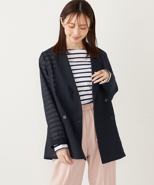 SHIPS Colors:〈手洗い可能〉シアー リネンライク ダブルジャケット