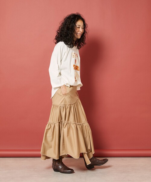 Freada（フリーダ）の「Freada/フリーダ ロゴ 箔プリント ラグランTシャツ（Tシャツ/カットソー・レディース・ブラウン/ホワイト/グレー・ﾌﾘ-）」の20枚目の写真