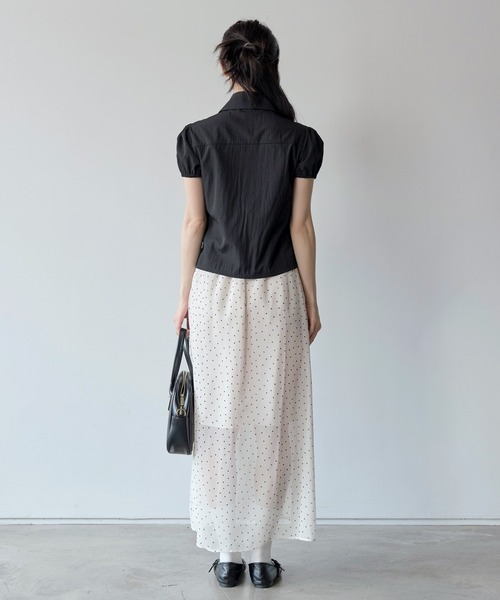 UNE MANSION（ユヌマンション）の「【インナースカート付き】ウエストゴムシースルーシフォンドットロングペチスカート（スカート・レディース・ブラック/アイボリー・FREE）」の21枚目の写真
