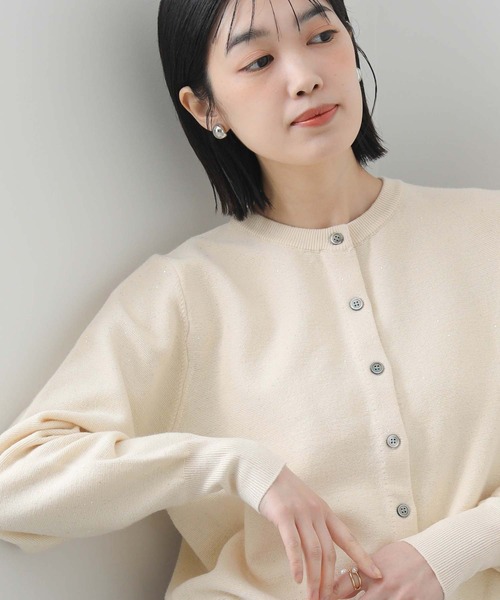 Gready Brilliant（グレディブリリアン）の「スパンコールクルーネックカーディガン（カーディガン/ボレロ・レディース・アイボリー/ブラック・FREE）」の6枚目の写真