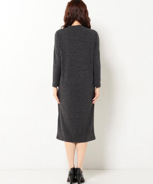 Another Edition（アナザーエディション）の「リブボトルネックポケットロングワンピース2/AEBCリブB/N2POC LONG OPⅡ◆（ワンピース・レディース・ワインレッド/ダークグレー・フリー）」の3枚目の写真