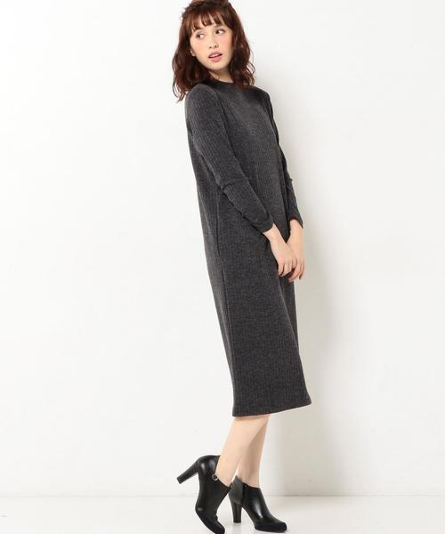 Another Edition（アナザーエディション）の「リブボトルネックポケットロングワンピース2/AEBCリブB/N2POC LONG OPⅡ◆（ワンピース・レディース・ワインレッド/ダークグレー・フリー）」の6枚目の写真