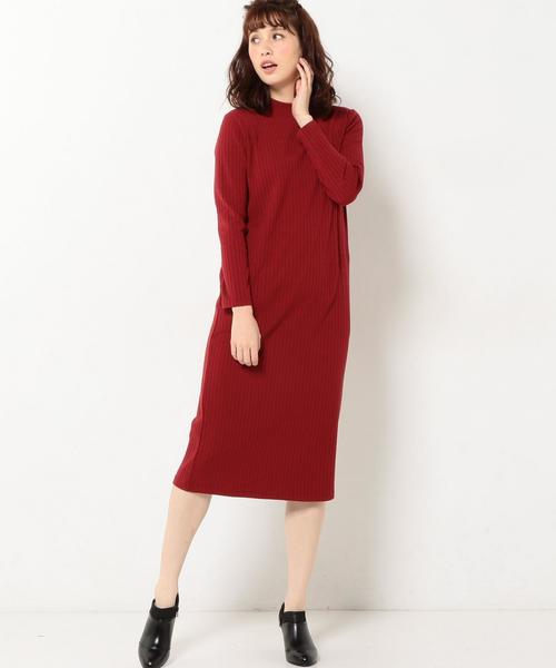 Another Edition（アナザーエディション）の「リブボトルネックポケットロングワンピース2/AEBCリブB/N2POC LONG OPⅡ◆（ワンピース・レディース・ワインレッド/ダークグレー・フリー）」の9枚目の写真