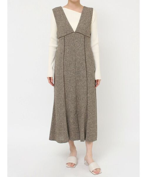 LAGUNAMOON（ラグナムーン）の「MIXカラーマーメイドジャンパースカート（ジャンパースカート・レディース・アイボリー/ブラウン/ライトグリーン・MEDIUM/SMALL）」の17枚目の写真