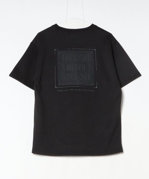 エンボス テクスチャ 半袖 Tシャツ 大人カジュアル セール】in the attic カットジャガード＆バックカラー デニム
