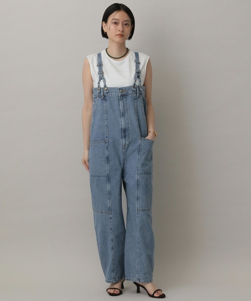 A part by(アパートバイ)の「【セレクト】W KNEE SALOPETTE(サロペット/オーバーオール・レディース・ネイビー/ライトブルー・FREE)」の1枚目の写真