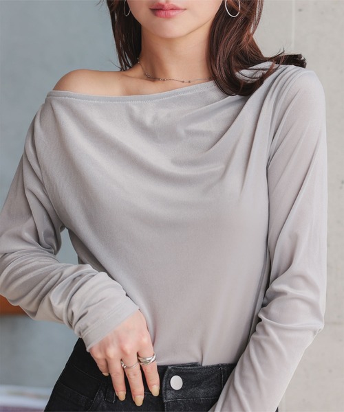 KOBE LETTUCE(コウベレタス)の「シアーベロアドレープT(Tシャツ/カットソー・レディース・オフホワイト/グレー/ベージュ/ブラック・M)」の9枚目の写真