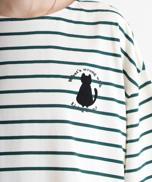 Arinomama(アリノママ)の「猫シルエットボーダーT(Tシャツ/カットソー・レディース・チャコールグレー/グリーン系その他/レッド系その他/イエロー系その他・FREE)」の17枚目の写真