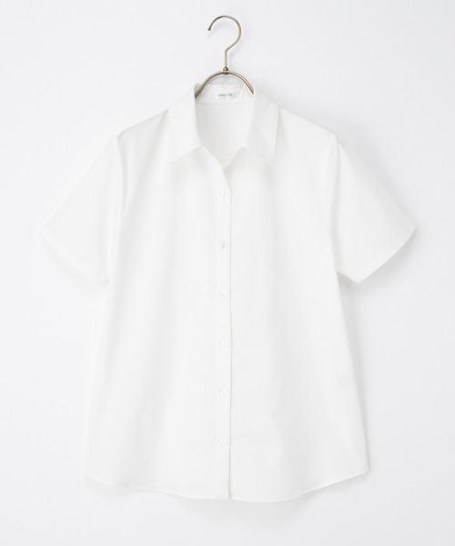 Honeys（ハニーズ）の「【らくらくアイロン】らくらく半袖スキッパーシャツ（ビジネスシャツ・レディース・グレー系その他/サックスブルー/ブルー系その他3/ホワイト系その他/ホワイト/ホワイト×グレー・3L/L/LL/M/S）」の12枚目の写真