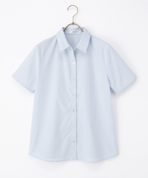 Honeys（ハニーズ）の「【らくらくアイロン】らくらく半袖スキッパーシャツ（ビジネスシャツ・レディース・グレー系その他/サックスブルー/ブルー系その他3/ホワイト系その他/ホワイト/ホワイト×グレー・3L/L/LL/M/S）」の14枚目の写真