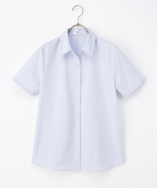 Honeys（ハニーズ）の「【らくらくアイロン】らくらく半袖スキッパーシャツ（ビジネスシャツ・レディース・グレー系その他/サックスブルー/ブルー系その他3/ホワイト系その他/ホワイト/ホワイト×グレー・3L/L/LL/M/S）」の16枚目の写真