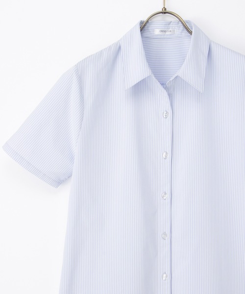 Honeys（ハニーズ）の「【らくらくアイロン】らくらく半袖スキッパーシャツ（ビジネスシャツ・レディース・グレー系その他/サックスブルー/ブルー系その他3/ホワイト系その他/ホワイト/ホワイト×グレー・3L/L/LL/M/S）」の17枚目の写真