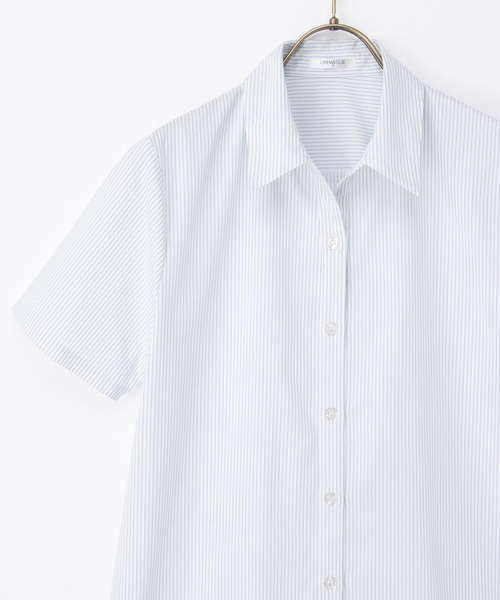 Honeys（ハニーズ）の「【らくらくアイロン】らくらく半袖スキッパーシャツ（ビジネスシャツ・レディース・グレー系その他/サックスブルー/ブルー系その他3/ホワイト系その他/ホワイト/ホワイト×グレー・3L/L/LL/M/S）」の19枚目の写真