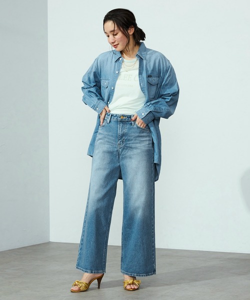 Lee（リー）の「Lee/リー ルーズデニムワークシャツ DUNGAREES 日よけにも◎（シャツ/ブラウス・レディース・ライトインディゴブルー/ブルー・MEDIUM）」の16枚目の写真