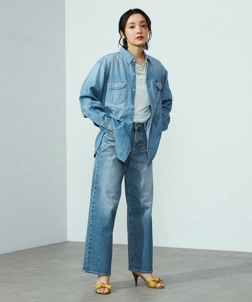 Lee（リー）の「Lee/リー ルーズデニムワークシャツ DUNGAREES 日よけにも◎（シャツ/ブラウス・レディース・ライトインディゴブルー/ブルー・MEDIUM）」の15枚目の写真