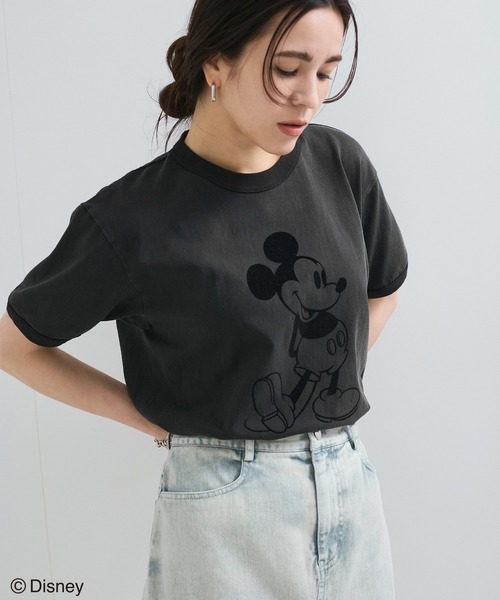 le cercle ADAM ET ROPE'(ルセルクルアダムエロペ)の「【GOOD ROCK SPEED】Mickey Mouse/リンガーTシャツ(Tシャツ/カットソー・レディース・ブルー系その他/チャコールグレー・FREE)」の5枚目の写真