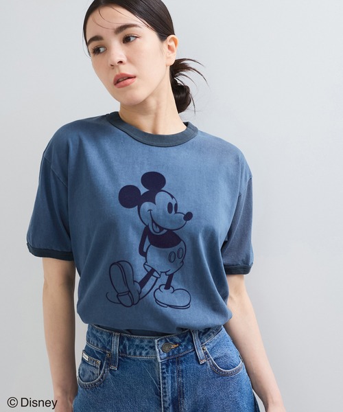 le cercle ADAM ET ROPE'(ルセルクルアダムエロペ)の「【GOOD ROCK SPEED】Mickey Mouse/リンガーTシャツ(Tシャツ/カットソー・レディース・ブルー系その他/チャコールグレー・FREE)」の6枚目の写真