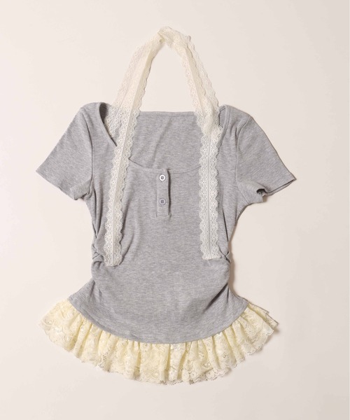 PHILLY(フィリー)の「【PHILLY】レースチョーカードッキングトップス(Tシャツ/カットソー・レディース・グレー/アイボリー・FREE)」の19枚目の写真