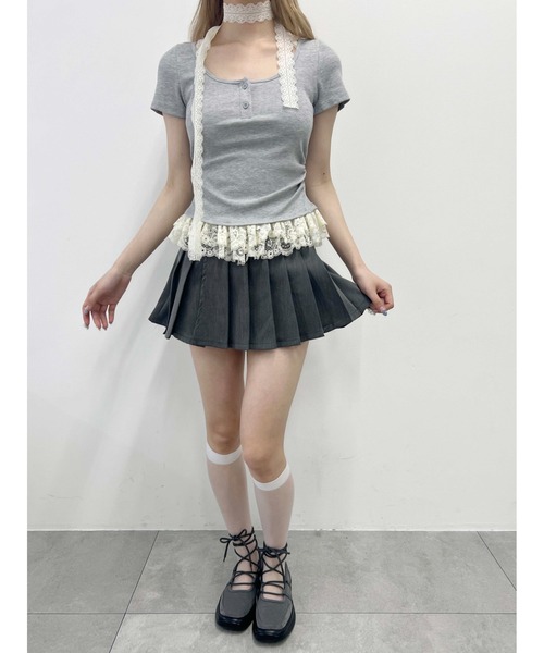 PHILLY(フィリー)の「【PHILLY】レースチョーカードッキングトップス(Tシャツ/カットソー・レディース・グレー/アイボリー・FREE)」の16枚目の写真
