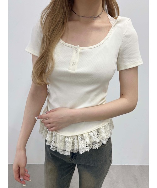 FUZZYKON 2way フェアリーグランジチョーカーデザイントップスtシャツ FUZZYKON 2way フェアリーグランジチョーカーデザイントップスt
