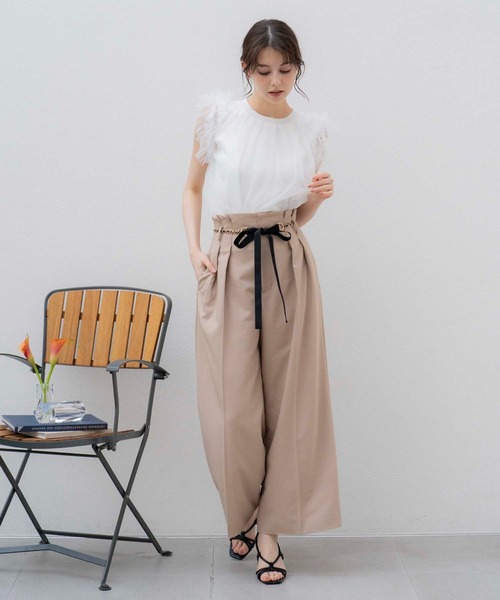 NOELA(ノエラ)の「チュール切り替えニット(ニット/セーター・レディース・オフホワイト/サックスブルー/ベージュ・フリー)」の9枚目の写真