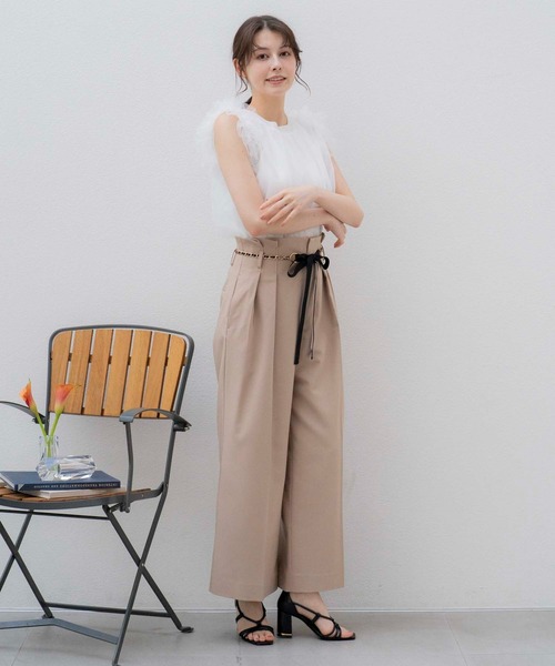 NOELA(ノエラ)の「チュール切り替えニット(ニット/セーター・レディース・オフホワイト/サックスブルー/ベージュ・フリー)」の10枚目の写真