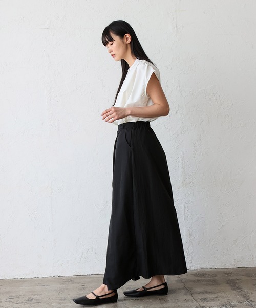 VitaFelice（ヴィータフェリーチェ）の「フロントタックスカート ラップスカート風（スカート・レディース・ホワイト/ブラック・FREE）」の12枚目の写真