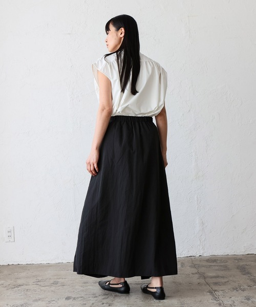 VitaFelice（ヴィータフェリーチェ）の「フロントタックスカート ラップスカート風（スカート・レディース・ホワイト/ブラック・FREE）」の13枚目の写真