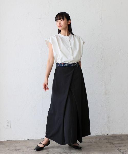 VitaFelice（ヴィータフェリーチェ）の「フロントタックスカート ラップスカート風（スカート・レディース・ホワイト/ブラック・FREE）」の16枚目の写真