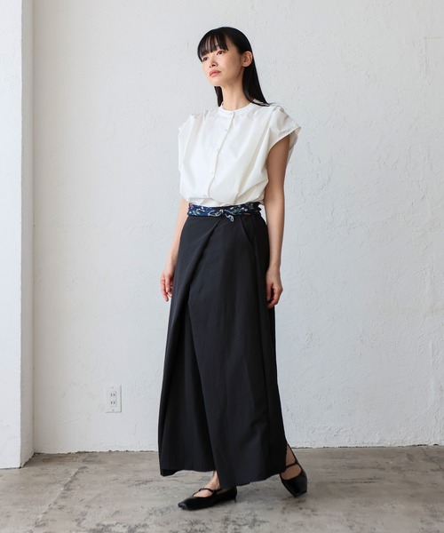 VitaFelice（ヴィータフェリーチェ）の「フロントタックスカート ラップスカート風（スカート・レディース・ホワイト/ブラック・FREE）」の17枚目の写真