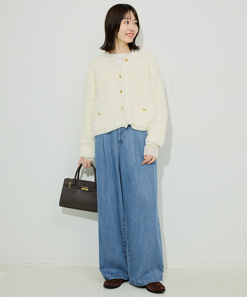 SLOBE IENA（スローブイエナ）の「《4サイズ展開/追加2》LEDENIM TUCK TROUSERデニム（デニムパンツ・レディース・ブルー・34/36/38/40）」の14枚目の写真