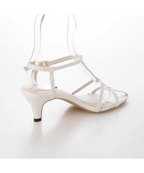 Realta（レアルタ）の「Realta(レアルタ)6cmヒールポインテッドトゥTストラップナローサンダル（サンダル・レディース・ブラック/ホワイト/シルバー・S/M/L/LL）」の10枚目の写真