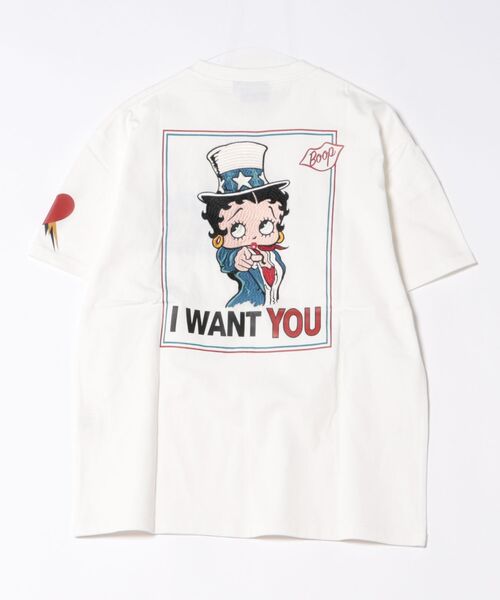 BETTY BOOP（ベティ・ブープ）の「LOWBLOW KNUCKLE / ローブローナックル / BETTY BOOP / I WANT YOU BETTY Tシャツ(M2)（Tシャツ/カットソー・メンズ・サンドベージュ/ホワイト/ブラック・M/L/XL/XXL）」の4枚目の写真