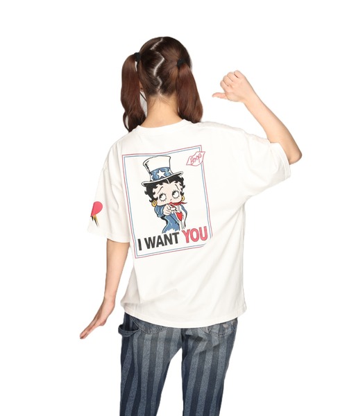 BETTY BOOP（ベティ・ブープ）の「LOWBLOW KNUCKLE / ローブローナックル / BETTY BOOP / I WANT YOU BETTY Tシャツ(M2)（Tシャツ/カットソー・メンズ・サンドベージュ/ホワイト/ブラック・M/L/XL/XXL）」の9枚目の写真