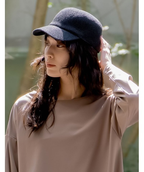 Re:EDIT（リエディ）の「ペーパーキャップ（キャップ・レディース・ベージュ/ブラック・FREE）」の3枚目の写真